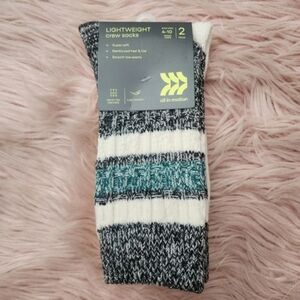 All In Motion lightweight crew socks moisture wicking 2 pairs Sz 4-10